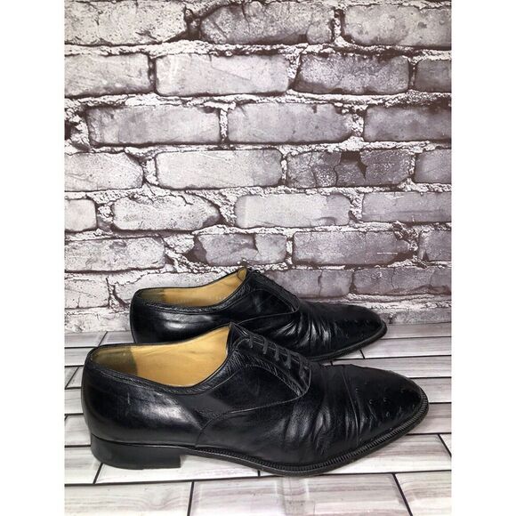 MORESCHI Black Leather Ostrich Cap Toe Oxfords Dress Shoes Men’s Sz 12M US/45EU main image 16